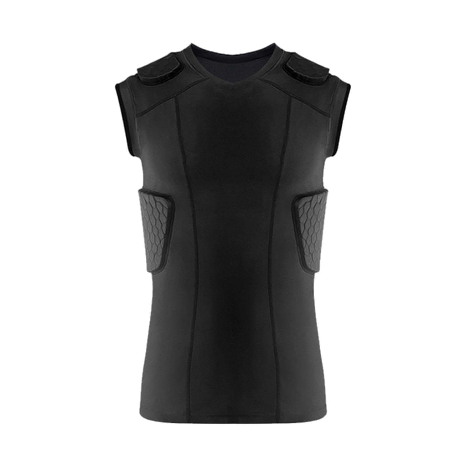 Aymzbd Mens Padded Vest, Chest Protection Gear, Sleeveless Compression Shirt, Sports Shock Training Top for Football and Basketball