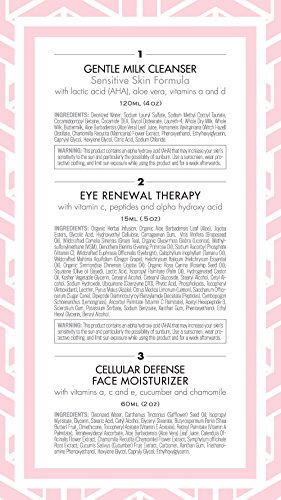 TOULON Skin Care Gift Set for Women: Anti Aging Beauty Sets for Woman Gifts Mother's Day Kit Present; Gentle Milk Face Cleanser, Antioxidant Day Cream for Face & Eye Cream