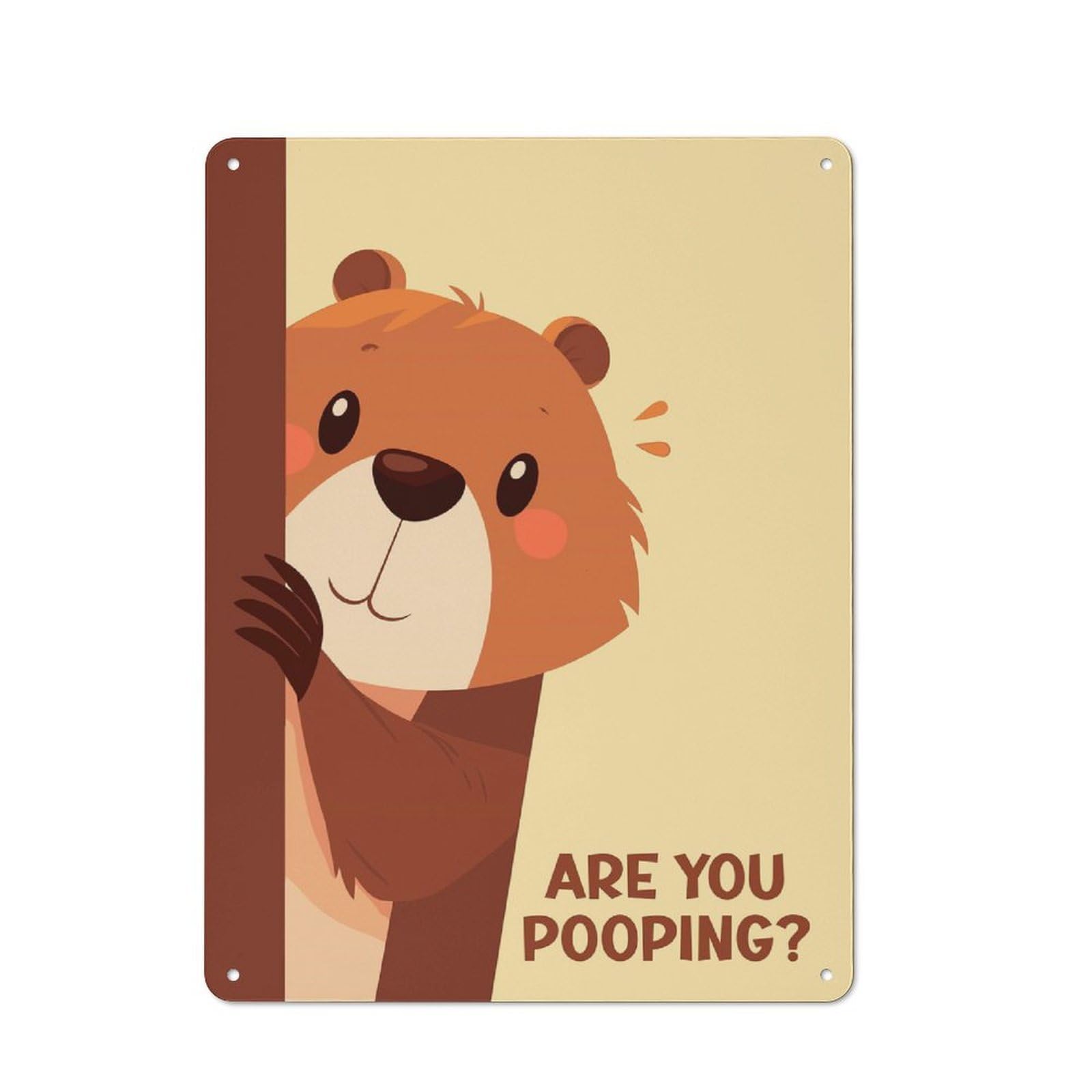 Junmoney Beaver Peeking Are You Pooping 40X30cm Rustic Metal Sign With For Guest Room Or Hallway, For Vintage Wall Decor Fans, For Metal Sign Collectors