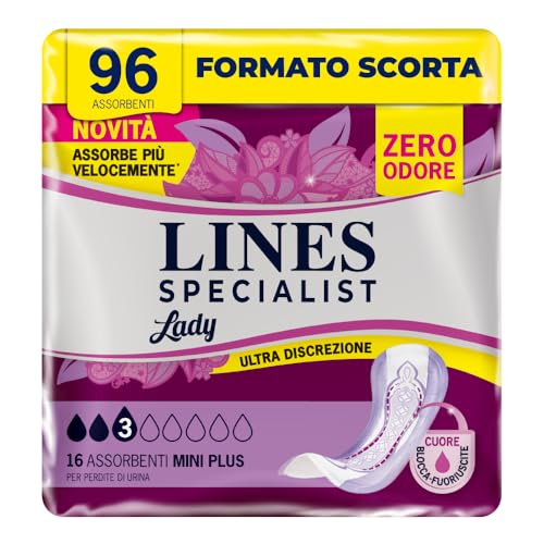 Serviettes pour incontinence pour femme Lines Specialist Lady Mini Plus, pack de 6 boîtes