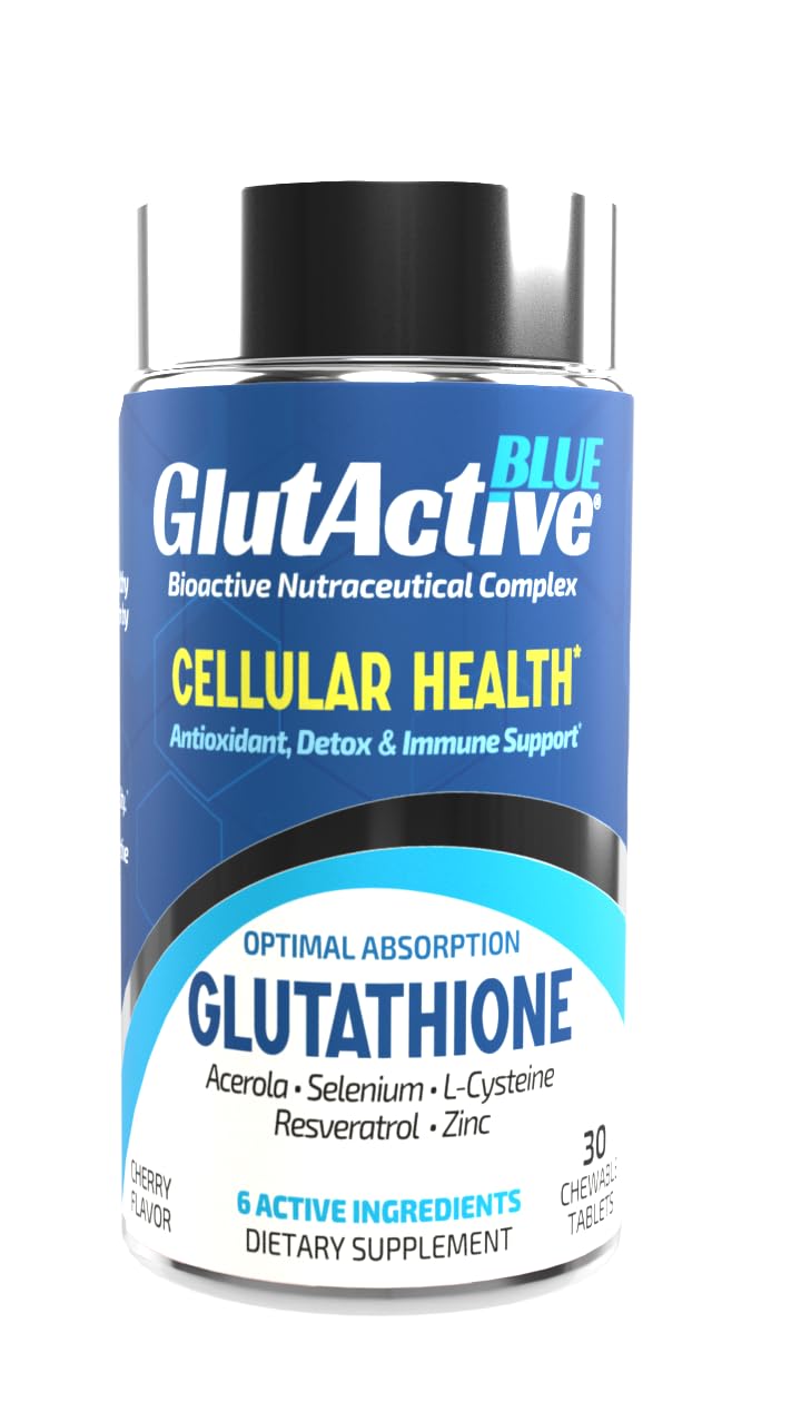 Blue 800mg | Glutathione | Antioxidant, Increase Immunity & Energy – Detox & AntiAging, Cysteine, Selenium, Zinc, Resveratrol, Acerola (VIT-C). Chewable. 30ct