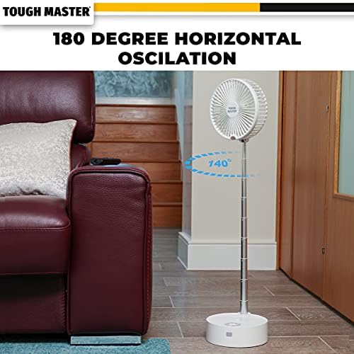 TOUGH MASTER Telescopic Rechargeable Humidifier Desk Fan, Portable Oscillating Table Fan with Night Light, Silent 3 Speed Fan for Office Bedroom with Remote