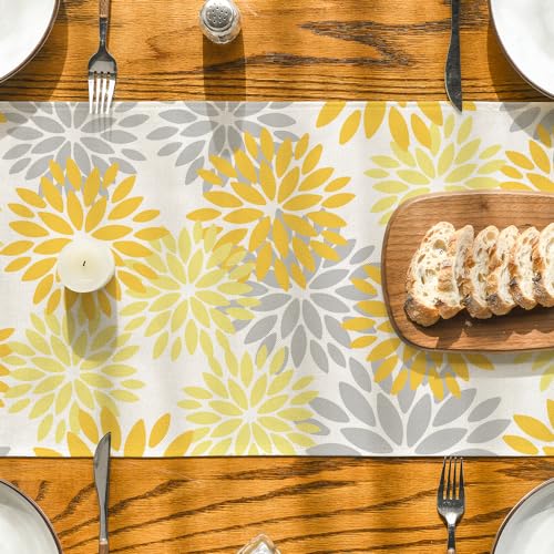 Artoid Mode TABLERUNNER-SUMMER-33183-112YE Yellow Dahlia Floral Pinnata Summer Table Runner thumb #2