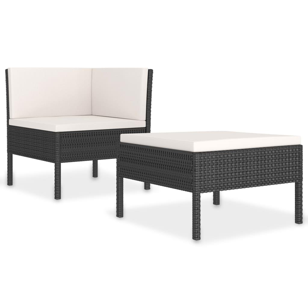 Set sala da giardino con cuscini, in polyrattan nero, set lounge per giardino, terrazza, balcone, numero di articoli 210206