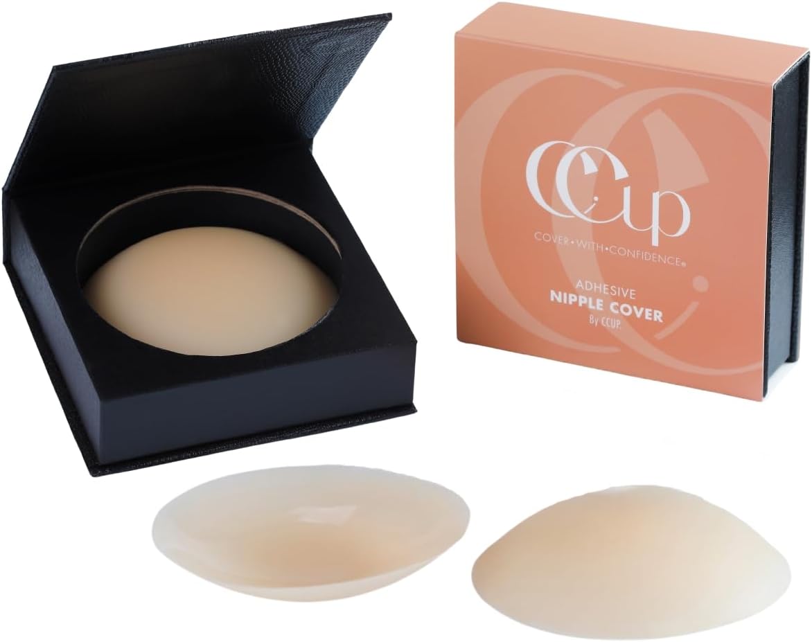 Silicone Nipple Covers Reusable - Pasties - Bra Cups - No Show With Travel Box Caramelo