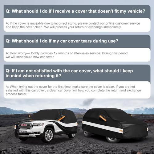 Image of 10 Layers SUV Car Cover Custom Fit for GMC Acadia (2007-2026), Waterproof All Weather for Automobiles, Outdoor Full Cover Sun Dust Rain Protection with Cotton. Black