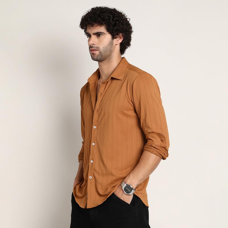 Image of CAHOOT Men's Shirt for Casual Wear | Mid-Rise | Regular Fit | Button Closure | Shirt Crafted with Comfort Fit for Everyday Wear