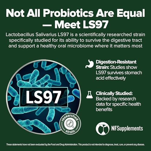 Image of Lactobacillus Salivarius Probiotic 240 Tablets (4 Month Supply) - Researched Strain LS97 - 3 Billion CFU - Digestive & Oral Health Support - GMP Certified (240, Lactobacillus Salivarius)