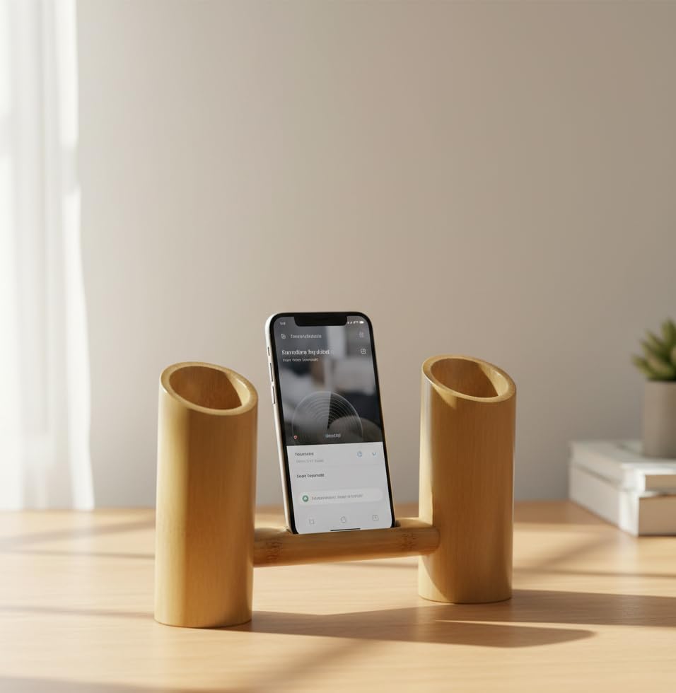 Table Top Bamboo Mobile Holder with Better Sound System Facilities Eco - Friendly Bamboo Moibile Holder Moblile Stand-picture-39