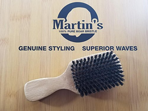 Martin's Premium 100% Pure Boar Bristle brush Wave brush Mens brush 360 Wave Brush Boar brush beard brush Natural Brush Bristle brush (Soft With Handle (S201))