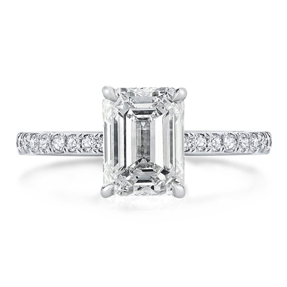 Bo.DreamCushion/Princess/Emerald Cut Cubic Zirconia Engagement Rings for Women Platinum Plated Sterling Silver