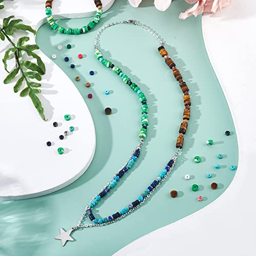 SUNNYCLUE 1 Box 167Pcs Natural Stone Heishi Beads 4.5mm Disc Turquoise Beads Flat Round Coin Stone Gemstone Bead with Elastic Thread for Jewellery Making Craft Bracelet Earrings Necklace DIY - Image 4