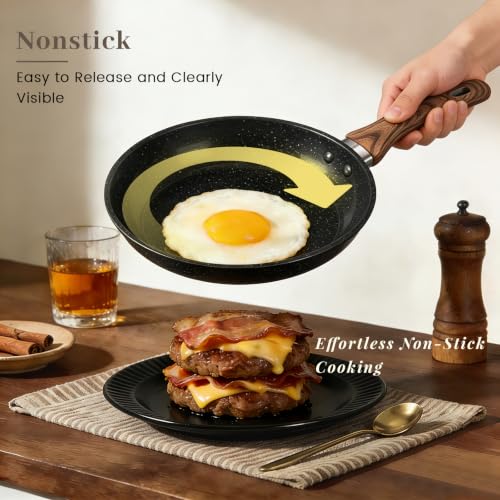 Image of Frying Pans Skillet - 9 Pieces Nonstick Frying Pan Set Includes 3 Sizes (8 inch / 10 inch / 12 inch), PFOA Free, Induction & Oven Safe, Easy to Clean for Home Daily Cooking