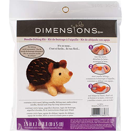 Image of DIMENSIONS 72-73803 Hedgehog Felt Animals Needle Felting Kit, 3.5'' x 2''