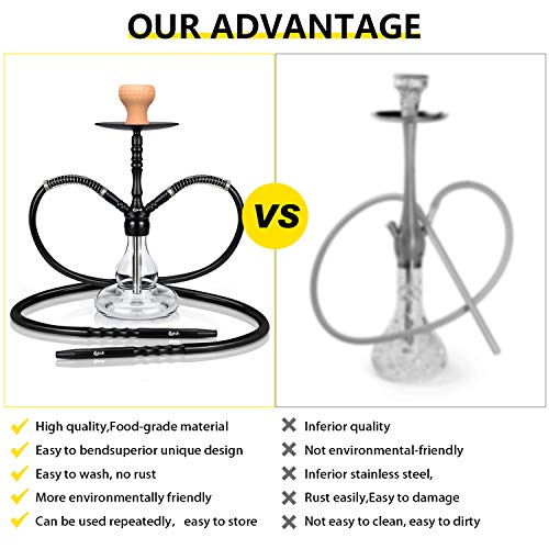 Shisha Set 2 Anschlüssen, günstig Shisha Komplettset Wasserpfeife Alu Schischa 45cm Huka 2 Schlauch, Ink. Shisha Zubehör… – Bild 5