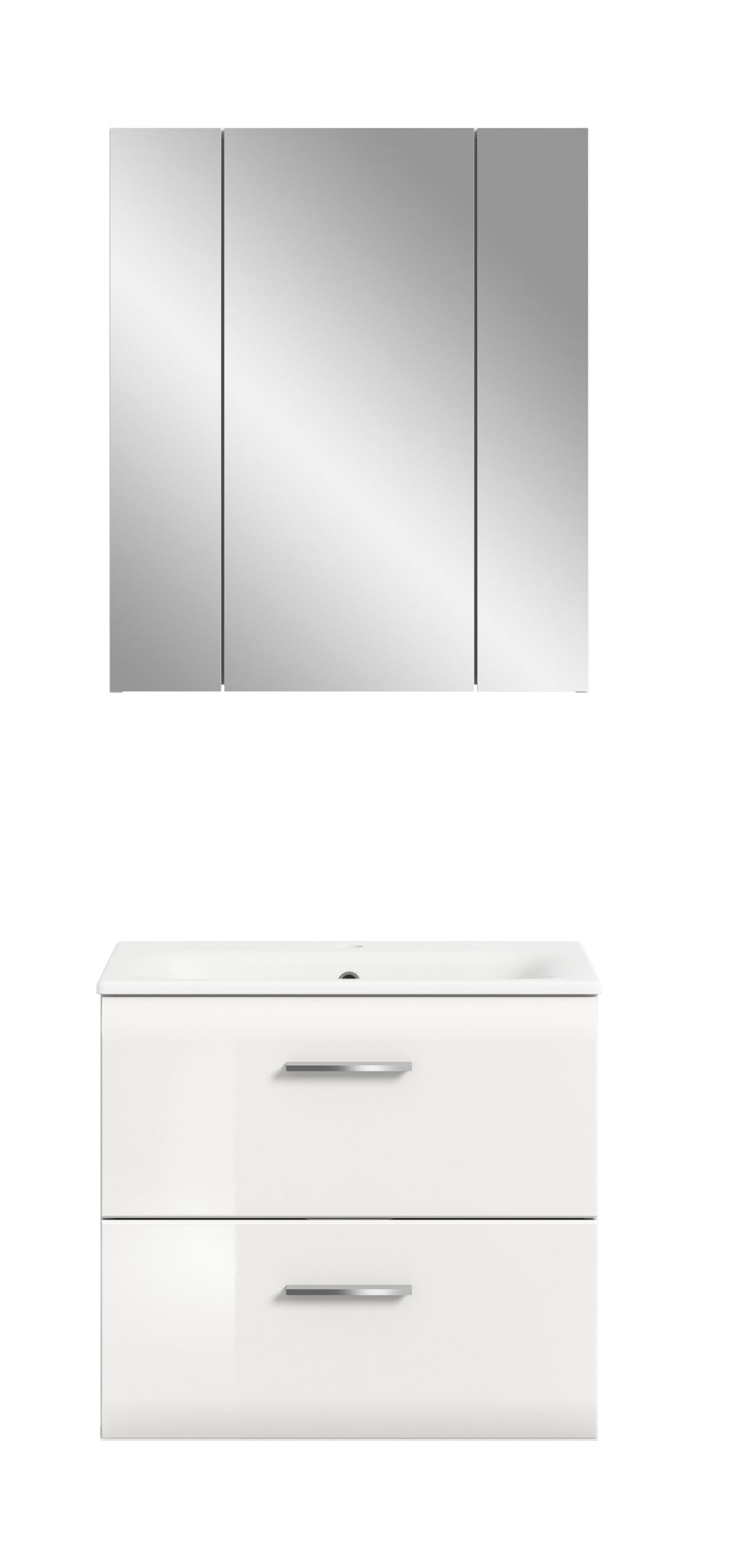 xonox.home – 2 TLG. Badezimmerkombination Ice 60x185x46 cm in Korpus weiß Nachbildung und Front weiß Hochglanz – Hochwertige Badmöbel-Kombi – modern – Bild 2
