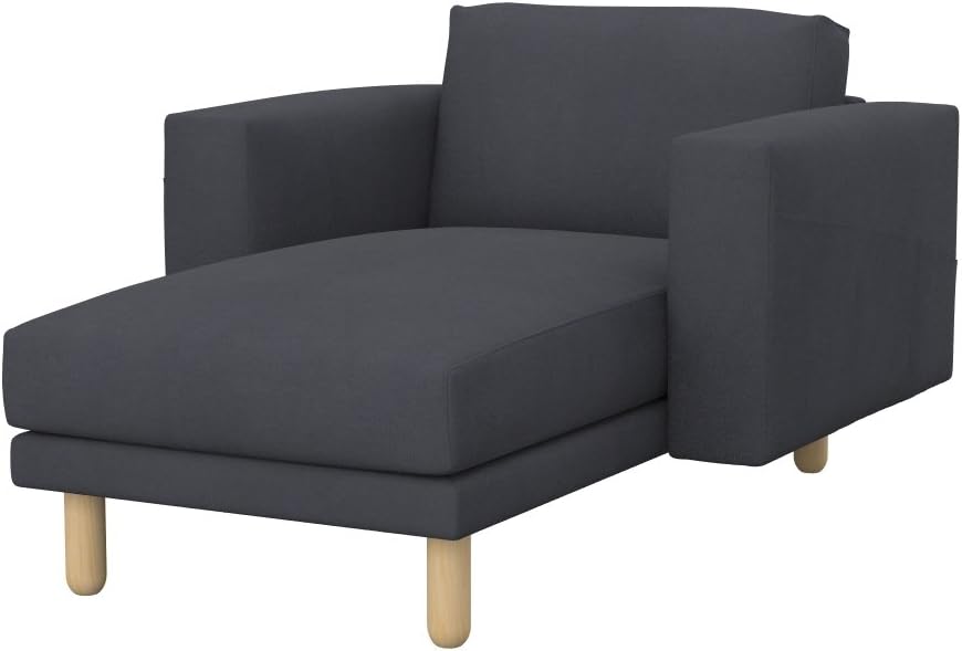 Soferia Replacement Compatible Cover for Norsborg Chaise Longue, Fabric Eco Leather Grey