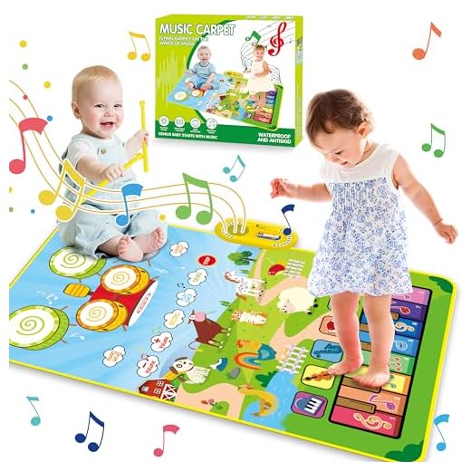 1 Year Old Boy Toys, 3 in 1 Musical Toys for Toddlers 1-3 Piano Keyboard, Drum Mat with 2 Drum Sticks, Animal Touch Play Blanket Baby Toys for 12-18 Months Birthday Gifts for 1 2 3 Year Old Boys Girls