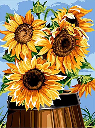 TAHEAT Malen nach Zahlen für Erwachsene, DIY Acryl Leinwand Ölgemälde Kit für Kinder Anfänger, 16 x 20 Zoll Sunflowers1…