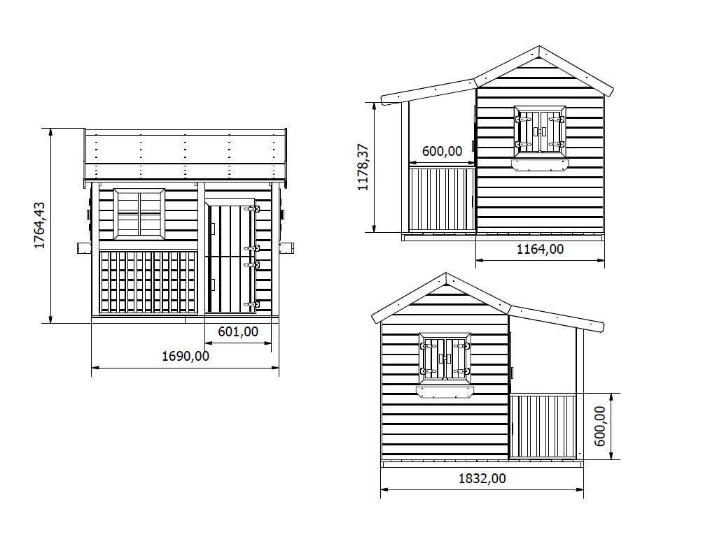 Spielhaus Saloon KDI | 169x183x178 cm | Kesseldruckimprägniert | Mit Veranda, Fußboden & 3 Fenstern | Inkl. Blumenkästen | Kinder Spielhaus