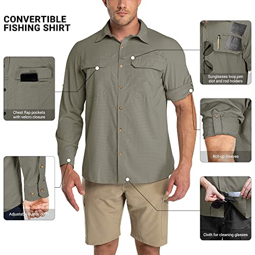 Outdoor Ventures Men's UPF 50+ UV Sun Protection Shirt, Long Sleeve Hiking Fishing Shirt Cooling Quick Dry for Safari Travel3