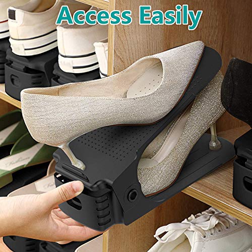 Image of JRM Plastic Shoe Slots Organizer For Closet Shoe Space Saver, Double Layer Shoe Rack Organizer Holder For Closet (Multicolor) (Pack of 2)
