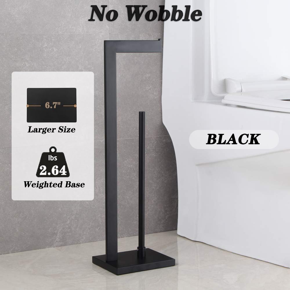 GERZWY SUS 304 Stainless Steel Toilet Paper Holder, Free Standing Lavatory Pedestal Toilet Paper Stand with Reserve - Image 4