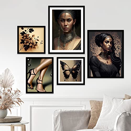 Image of kotart Modern Wall Art Framed Painting for Wall Decoration - Wall Paintings for Living Room, Bedroom - Combo21 (Black, Framed) Set of 5