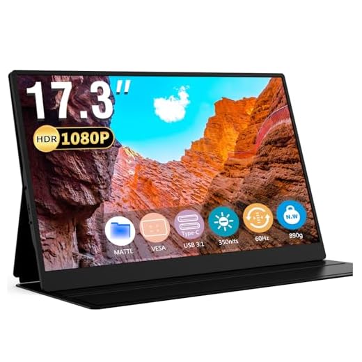 Bimawen 17.3 inch Portable Monitor IPS 100% sRGB 1080P HDR FHD FreeSync,Dual HDMI USB Type-C Monitor,PS4/Switch/PC/Mac/Compatible,1920 x 1080p,Built-in Speaker