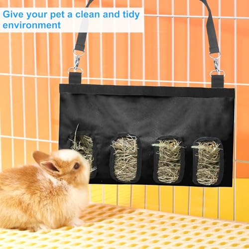 Kaninchen Heutasche, Heu-Futterbeutel, 4 Fenster Heu Futterbeutel, Hasen-Futterstation, Kleintiere Heutasche, Aufhängen Meerschweinchen Heutasche, Aufbewahrung hängender Futtersack, Heu Futtersack