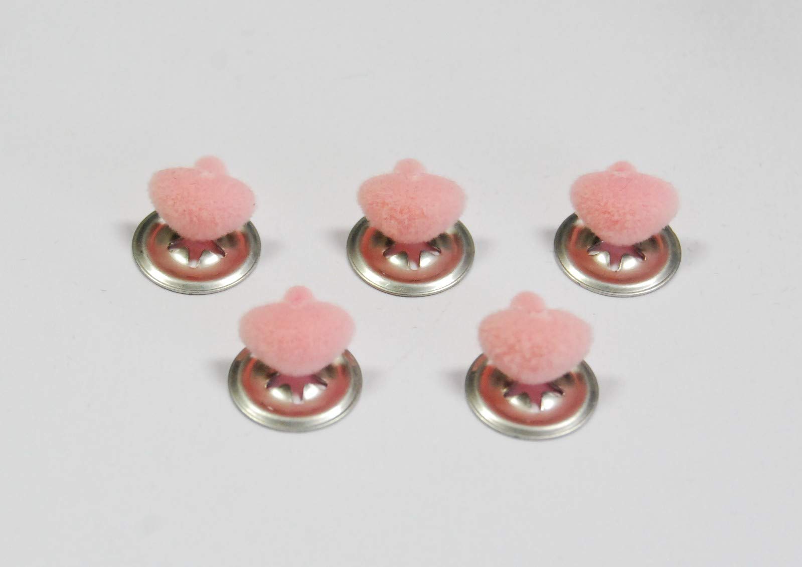 Celloexpress Pack Of 5 Flock Pink Cat/Triangle Noses 24Mm Metal Backs - Teddy Bear & Soft Toy Making Detailed Noses