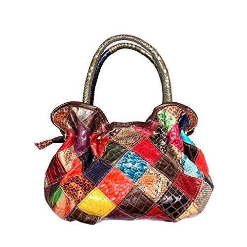 Women’s Multicolor Floral Shoulder Bag Genuine Leather Patchwork Colorful urses4