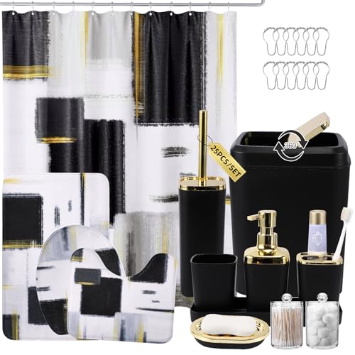 XLHOMO Bathroom Set - Black Bathroom Accessories Set,...
