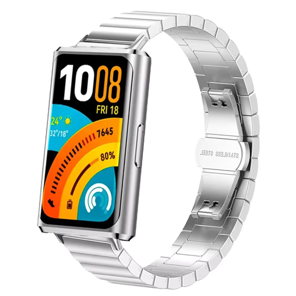 Valente Metal Strap Compatible with Huawei Band 11, 10, 9 and 8, Stainless Steel Replacement Watch Band, Adjustable Link Wrist Strap with Secure Clasp-picture-16