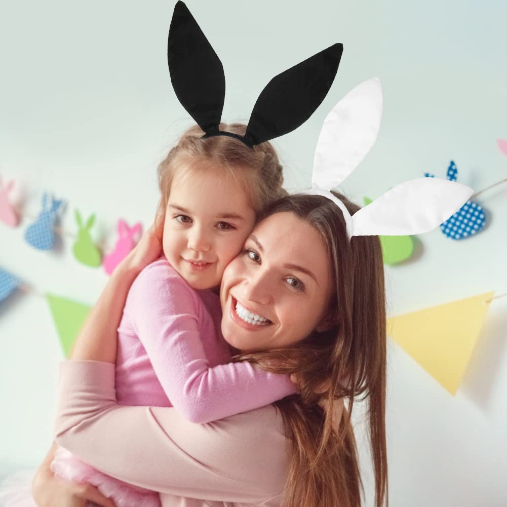 Serre-tête Oreilles Lapin IhLux - En Peluche Douce, Unisexe Enfant/adulte, Blanc/rose