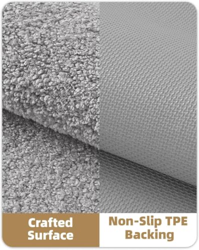 Image of Color&Geometry Small Grey Bathroom Rugs, Non Slip Shower Mat with Rubber, Ultra Soft and Absorbent, Washable Bath Mats for Bathroom Floor, Shower, Sink, Vanity, 15 inchx23 inch