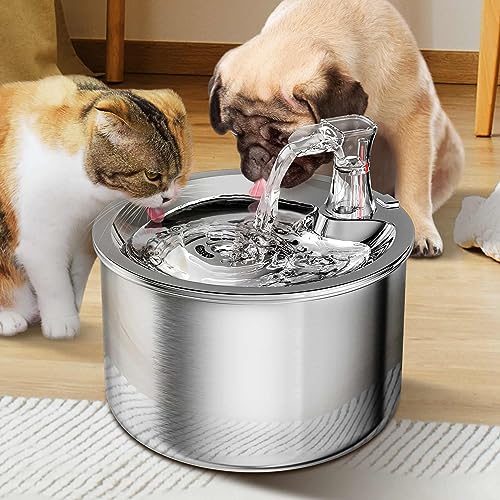 Cat Water Fountain, Stainless Steel Inside Ultra-Quiet Pump, 2L/67oz Automatic Dog Dispenser Water Bowl, Multiple Pets Water Fountain - Image 3