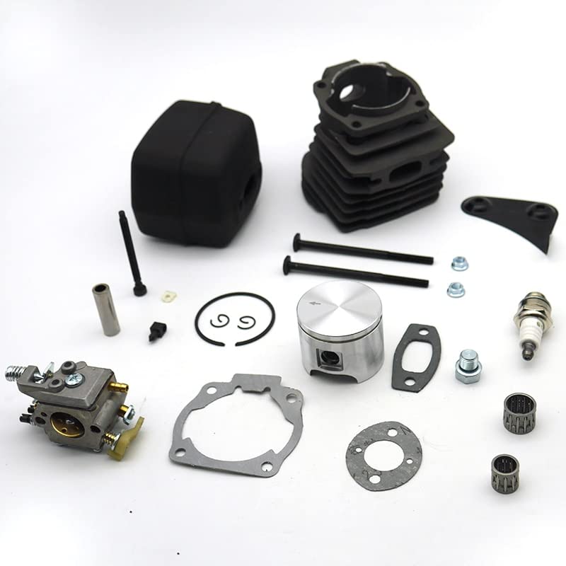 LILYY Silenciador de Escape de carburador de pistón de Cilindro de 46MM, Kit de Tensor de Ajuste de Cadena for Husqvarna 55 51, Pieza de Repuesto de Motosierra de jardín