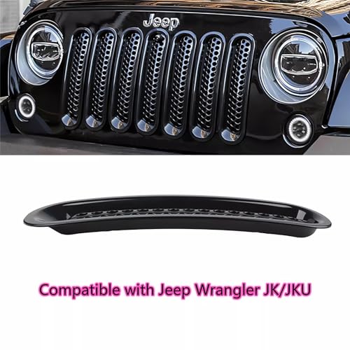 Image of Black Front Grille Mesh Insert Kit Compatible with 2007-2018 Jeep Wrangler JK /JKU - Circular Vented Guard to Boost Style & Radiator Protection, 7PCS