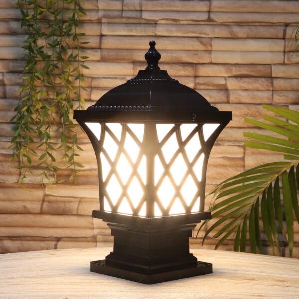 Azurite Beautiful Aluminum Casting Gate Lamp for Home Black Color, B-22 holder (Included Bulb)-image-8