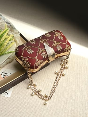 Image of TOOBA Handicraft Clutch Purse For Women with Sleek Design Embroidered Clutch| Trendy Stylish Bridal, Party, Wedding Sling Bag