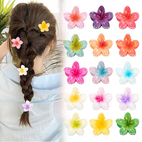 15 Pince Cheveux Fleur Hawaienne, Pince Fleur Cheveux Tahiti pour Femmes et Filles, Pince a Cheveux Petite Accessoires de Coiffure (4 cm)
