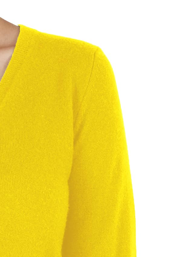 Image of JENNIE LIU Women's 100% Pure Cashmere Long Sleeve Pullover V Neck Sweater