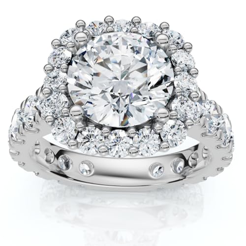 Pompeii Certified 4Ct Lab Grown Cushion Halo Diamond Engagement Ring 14k Gold/Platinum (F/G,VS1-VS2)