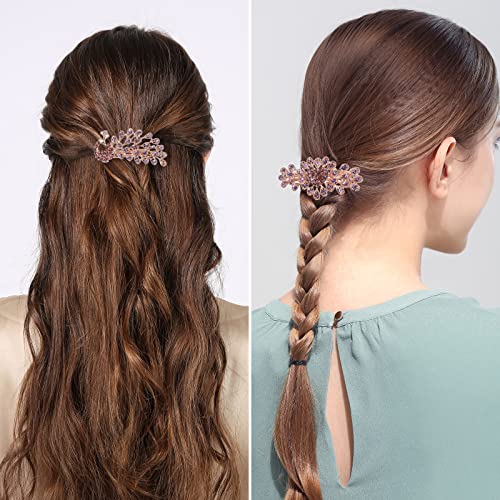 4PCS Pinzas de Pelo con Cristales y Diseño de Flor miniatura 6