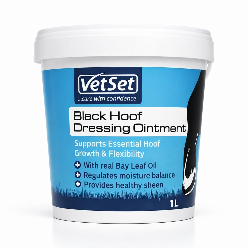 VetSet Horse Hoof Dressing for Horses | Hydrates & Maintains Hoof Moisture & Flexibility | Nourishes, Protects & Strengthens Hooves | With Bay Leaf Oil & Lanolin | Easy Brush-On Hoof Care,1L