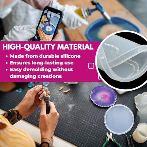 Image of Oytra Resin Coaster Mould Round 4 Inch Silicone Mold Set of 6 for Photo Frame ServingTray for DIY Casting Crafting Materials Set for Beginners and Artists