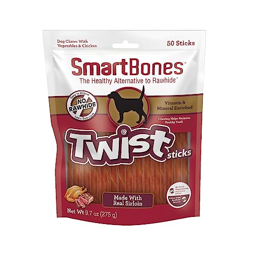 SmartBones Twist Sticks Made with Real Sirloin 50 Count Treat Your Dog to a Rawhide-Free Chew