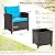 ORALNER 3 Pieces Patio Furniture Set, Outdoor Wicker Conversation Set Rattan Chairs with Cushions, Glass Coffee Table, Bistro Set for Front Porch Balcony Garden Deck Poolside (Turquoise)