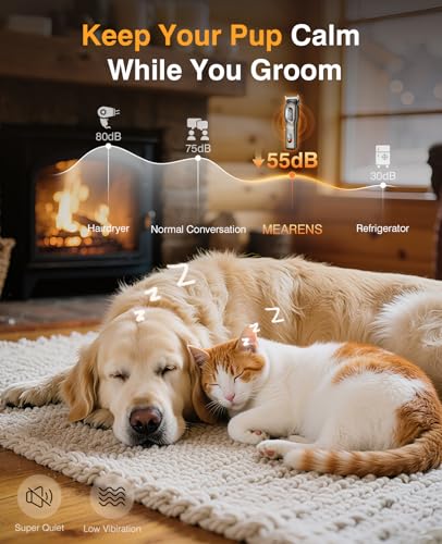 Image of Dog Clippers for Grooming, Dog Grooming Kit for Heavy Thick Hair, Low Noise Cordless Pet Hair Trimmer with Stainless Steel Blade, Professional Rechargeable Hair Trimmer for Dogs and Cats Sliver